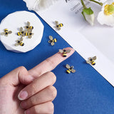 10 Pcs Yellow Bees Mini Charms Enamel Crystal Rhinestone Insect Honeybee Charm