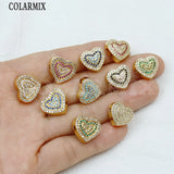 10 Pcs Zircon Heart Pendant Charms Jewelry 60370