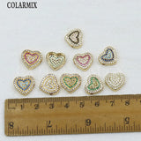 10 Pcs Zircon Heart Pendant Charms Jewelry 60370