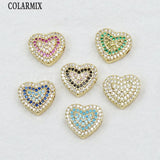 10 Pcs Zircon Heart Pendant Charms Jewelry 60370