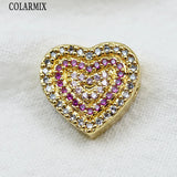 10 Pcs Zircon Heart Pendant Charms Jewelry 60370