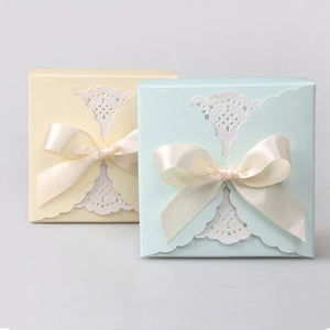 10 Pcs Yellow/Bule Soap Folding Box with Ribbon 9x9x5cm