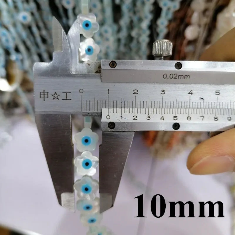 10 Pcs 10mm Natural Flower Evil Eyes Mother of Pearl Shell Beads DIY Jewelry