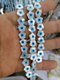 10 Pcs 10mm Natural Flower Evil Eyes Mother of Pearl Shell Beads DIY Jewelry