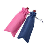 10 Pcs 15x35 cm Rectangle Jute Burlap Linen Bags Champagne Red Wine Bottle Bag