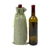 10 Pcs 15x35 cm Rectangle Jute Burlap Linen Bags Champagne Red Wine Bottle Bag