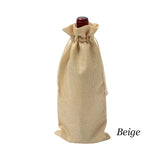 10 Pcs 15x35 cm Rectangle Jute Burlap Linen Bags Champagne Red Wine Bottle Bag