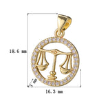 12 Constellations Necklace Pendants Zirconia Mosaic Charms for Jewelry Making
