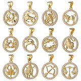 12 Constellations Necklace Pendants Zirconia Mosaic Charms for Jewelry Making