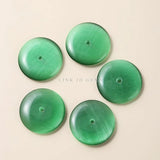 10 Pcs Green Cat Eye Stone Peacs Buckle 30*5mm DIY Jewelry Making Charms