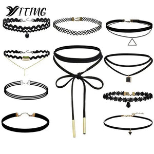 10 Pcs Lace Leather Velvet Choker Necklace