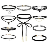 10 Pcs Lace Leather Velvet Choker Necklace