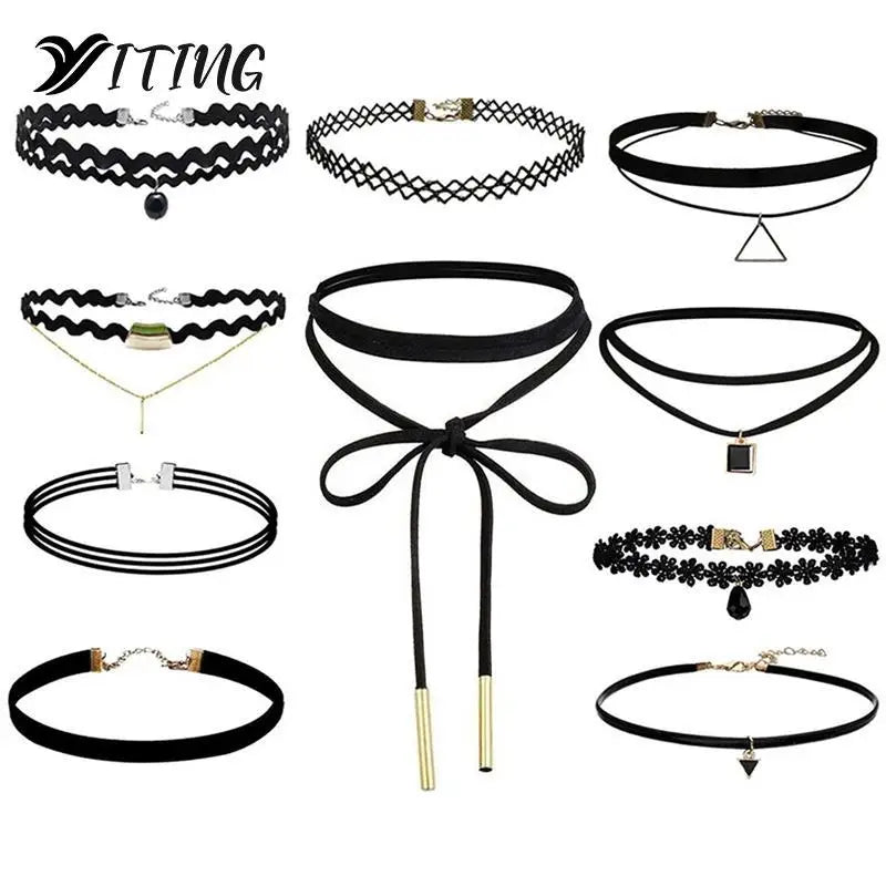 10 Pcs Lace Leather Velvet Choker Necklace