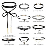 10 Pcs Lace Leather Velvet Choker Necklace