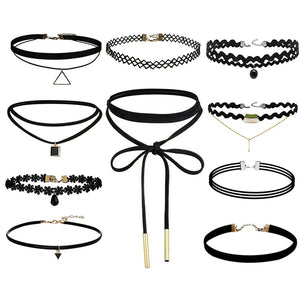 10 Pcs Lace Leather Velvet Choker Necklace