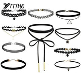 10 Pcs Lace Leather Velvet Choker Necklace