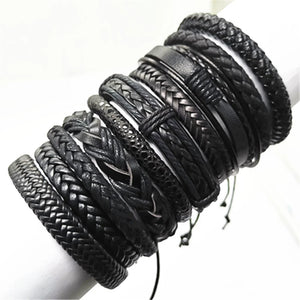 10 Pcs/set Woven Leather Bracelets Men Women Bangle Jewelry Gift