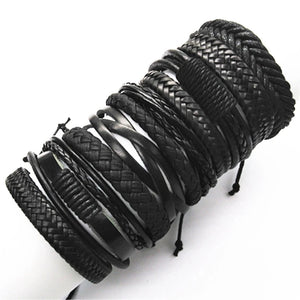 10 Pcs/set Woven Leather Bracelets Men Women Bangle Jewelry Gift