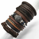 10 Pcs Brown Wrap Woven Bracelets PU Leather Men Women Bangle