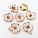 10Pc DIY Enamel Flower Charms 19*22.5mm Metal Filigree Jewelry Making Crafts