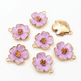 10Pc DIY Enamel Flower Charms 19*22.5mm Metal Filigree Jewelry Making Crafts