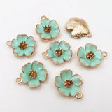 10Pc DIY Enamel Flower Charms 19*22.5mm Metal Filigree Jewelry Making Crafts
