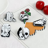 10 Pc Horror Mushroom Skull Ghost Enamel Pin Set Gothic Flower Brooch Pin
