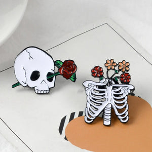 10 Pc Horror Mushroom Skull Ghost Enamel Pin Set Gothic Flower Brooch Pin