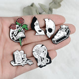 10 Pc Horror Mushroom Skull Ghost Enamel Pin Set Gothic Flower Brooch Pin