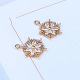 10 Pcs Snowflake Charm Xmas Accessory Golden Winter Pendant Jewelry Making