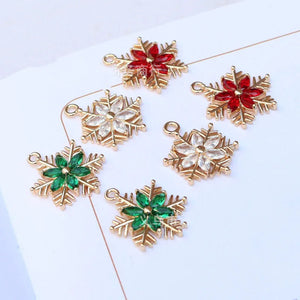 10 Pcs Snowflake Charm Xmas Accessory Golden Winter Pendant Jewelry Making