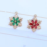 10 Pcs Snowflake Charm Xmas Accessory Golden Winter Pendant Jewelry Making