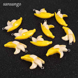10 Yellow Enamel Banana Charms Pendant for Jewelry Findings