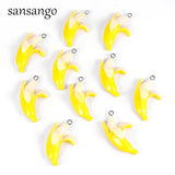 10 Yellow Enamel Banana Charms Pendant for Jewelry Findings