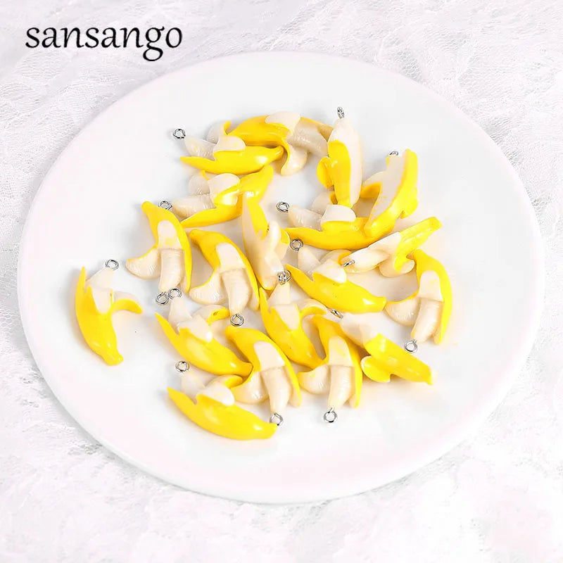 10 Yellow Enamel Banana Charms Pendant for Jewelry Findings