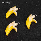 10 Yellow Enamel Banana Charms Pendant for Jewelry Findings