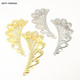10 Pieces K Metal Filigree Flowers Slice Big Wings Charms