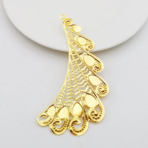10 Pieces K Metal Filigree Flowers Slice Big Wings Charms