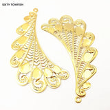 10 Pieces K Metal Filigree Flowers Slice Big Wings Charms