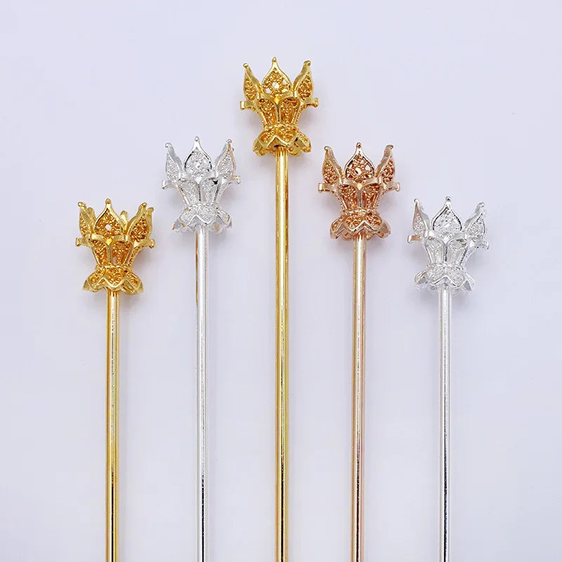 10pcs 14*17mm Flower Bead Cap Hair Sticks Bridal Tiaras DIY Hair Accessories
