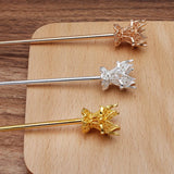 10pcs 14*17mm Flower Bead Cap Hair Sticks Bridal Tiaras DIY Hair Accessories