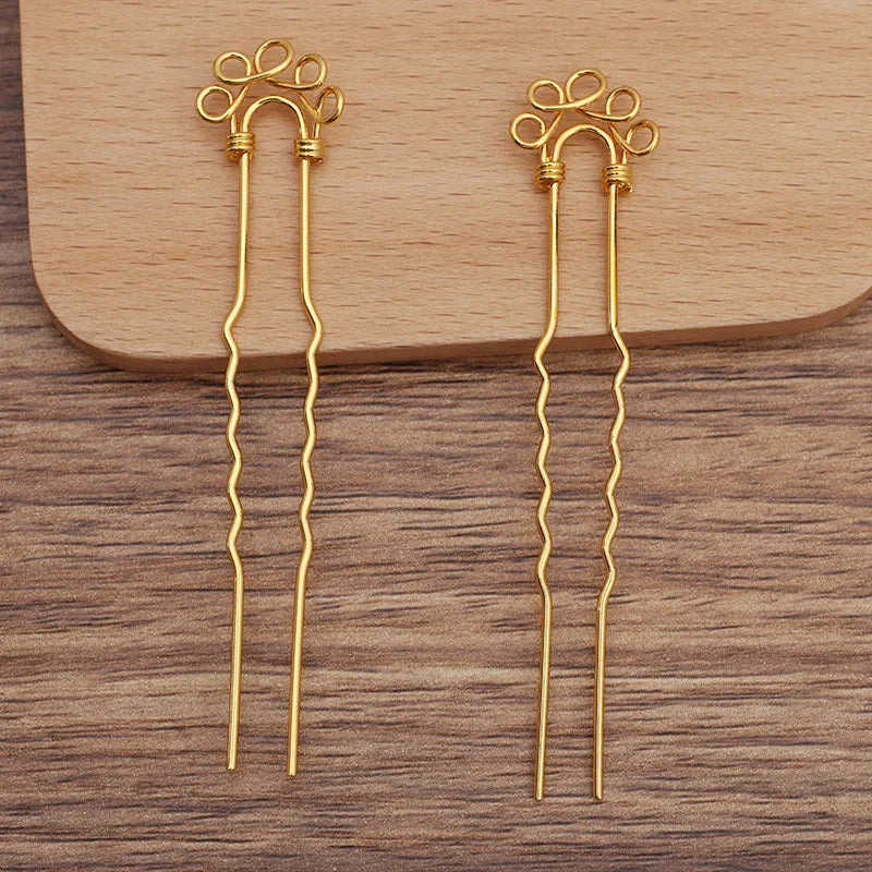 10 Pcs Metal Copper Hair Sticks Hairpins Vintage Headwear Diy Hair Accessories
