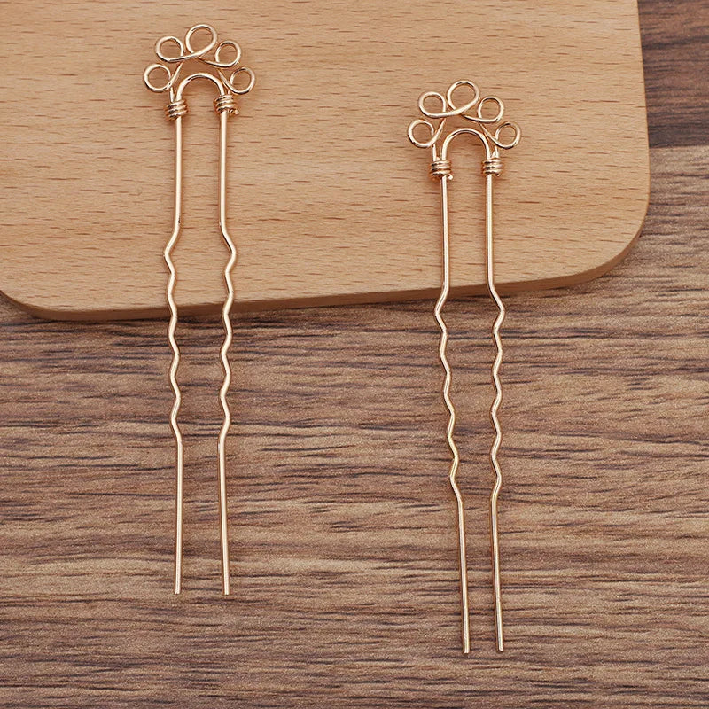 10 Pcs Metal Copper Hair Sticks Hairpins Vintage Headwear Diy Hair Accessories