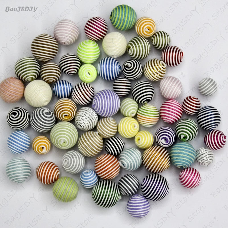 10 Pcs Acrylic Ball Beads Wax Cord DIY Jewelry Findings (JM6149)