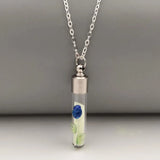 10Pc 3D Raised Flower Glass Vial Pendant Necklace, Bottle Charms Glass Locket