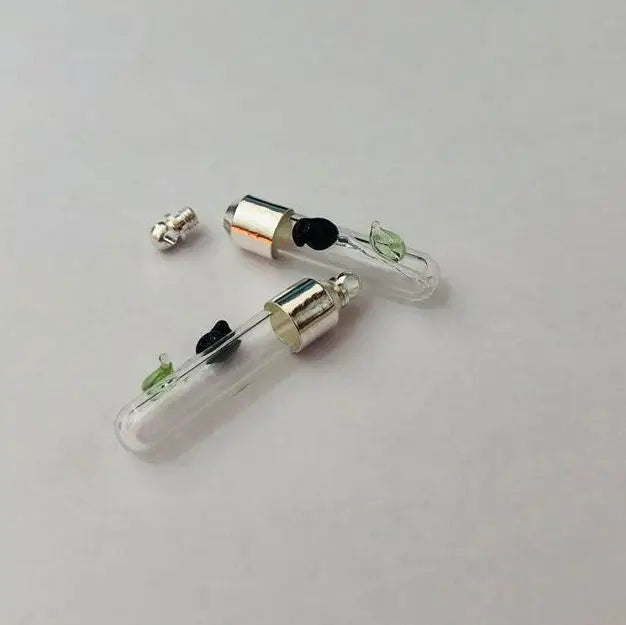 10Pc 3D Raised Flower Glass Vial Pendant Necklace, Bottle Charms Glass Locket