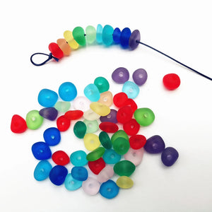 10 Sea Glass Beads 3mm Holes Center Drilled for Jewelry Making
