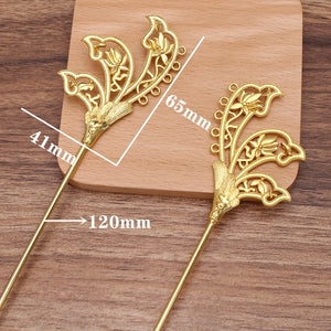 10 Pcs 41*65mm Flower Hair Sticks Bridal Headwear DIY Accessories For Women