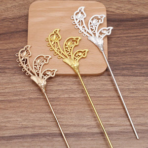 10 Pcs 41*65mm Flower Hair Sticks Bridal Headwear DIY Accessories For Women