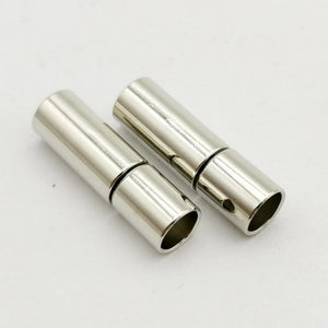 10Pcs 4mm Inner Hole Silver Rubber Clasps for 4.0 Round Cord Glue In